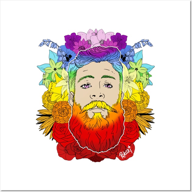 Bearded Floral Pride Wall Art by RobskiArt